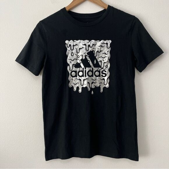 Adidas Black Short Sleeve Tee size M 10-12 - Picture 1 of 5